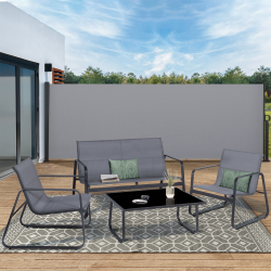 15132 - Uittrekbaar buitenscherm 160 x 500 cm lichtgrijs Paravent extérieur rétractable 160 x 500 CM gris clair store latéral