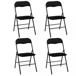 15225 - Set di 4 sedie pieghevoli nere per interni Lot de 4 chaises pliantes KITY noires en PU
