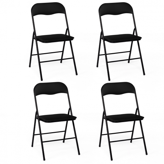 Lot de 4 chaises pliantes KITY noires en PU