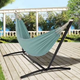 Hamac avec support métal et toile vert d'eau Hamac avec support métal et toile vert d'eau
