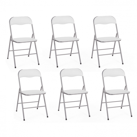 Lot de 6 chaises pliantes KITY blanches en PU