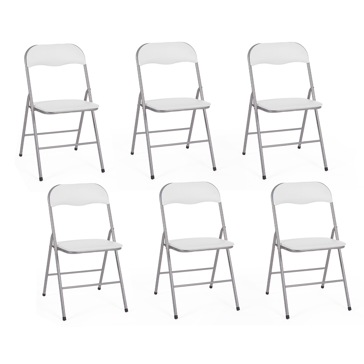 Lot de 6 chaises pliantes blanches d’intérieur