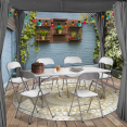 Ensemble table d'appoint 180 cm et 6 chaises pliantes KITY blanches en PU