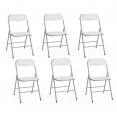 Ensemble pliant table d'appoint 180 cm et 6 chaises KITY blanches en PU