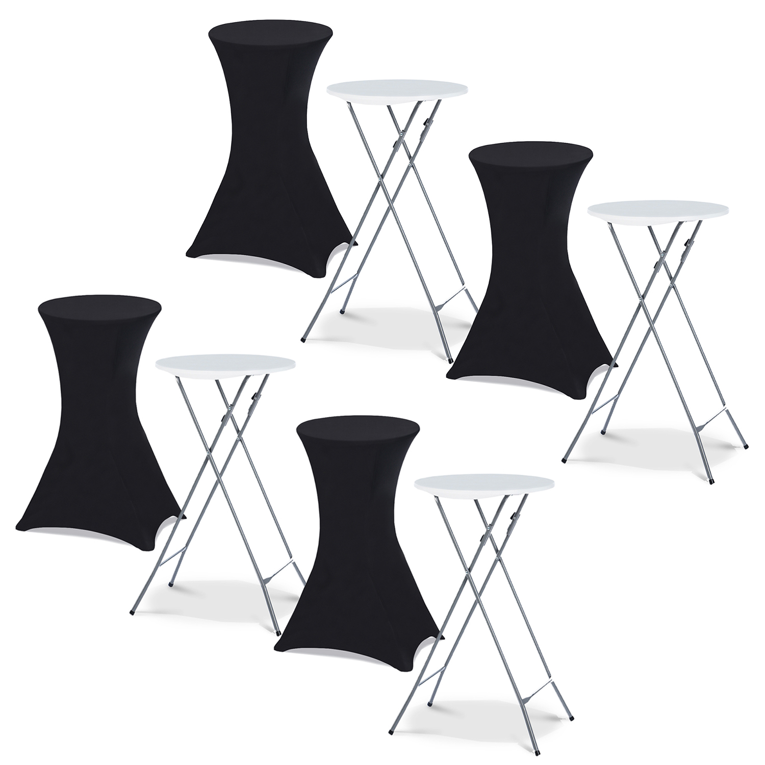 Tables mange-debout pliantes avec housse noire