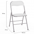 Ensemble pliant table d'appoint 180 cm et 6 chaises KITY blanches en PU