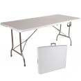 Ensemble pliant table d'appoint 180 cm et 6 chaises KITY blanches en PU