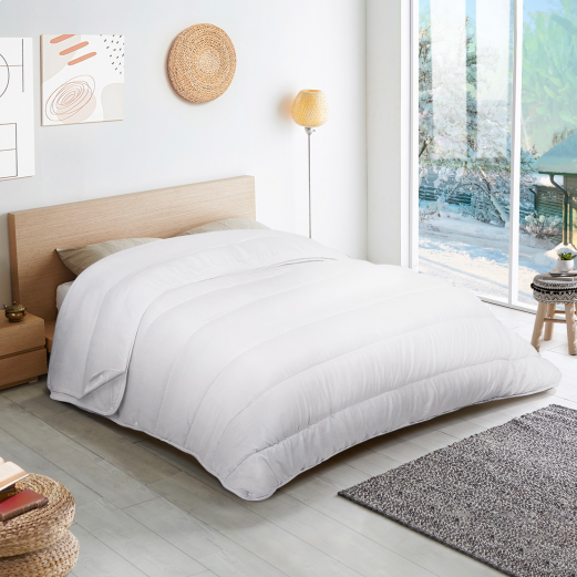 Couette 220x240 CM NORA 4 saisons blanche 200gr + 300gr : 500gr