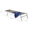 Lot de 2 transats de jardin inclinables en aluminium COZUMEL taupe et gris avec roulettes