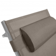 Lot de 2 transats de jardin inclinables en aluminium COZUMEL taupe et gris avec roulettes