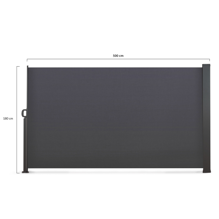 Paravent extérieur rétractable 180 x 500 CM gris anthracite store latéral Paravent extérieur rétractable 180 x 500 CM gris anthracite store latéral