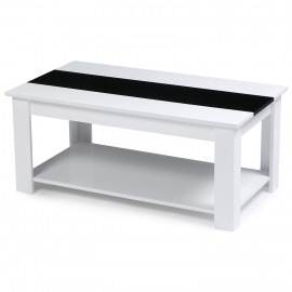 Table basse contemporaine GEORGIA bois blanc et noir