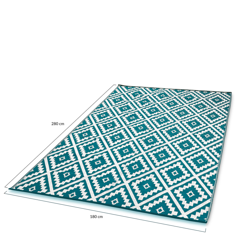 Tapis Extérieur Bahamas Vert Sauge 180 X 280 Cm - Polypropylène 350 G/m² - Réversible, Antidérapant, Anti-UV