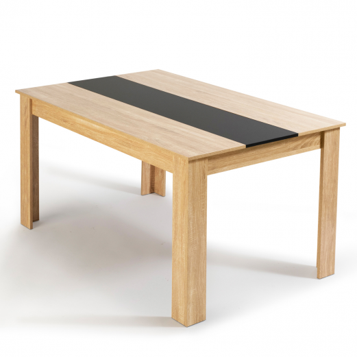 Table à manger extensible dona 6-8 personnes noire plateau façon hêtre  80-160 cm - Conforama