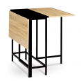 Table console pliable EDI 2-4 personnes façon hêtre et noir design industriel