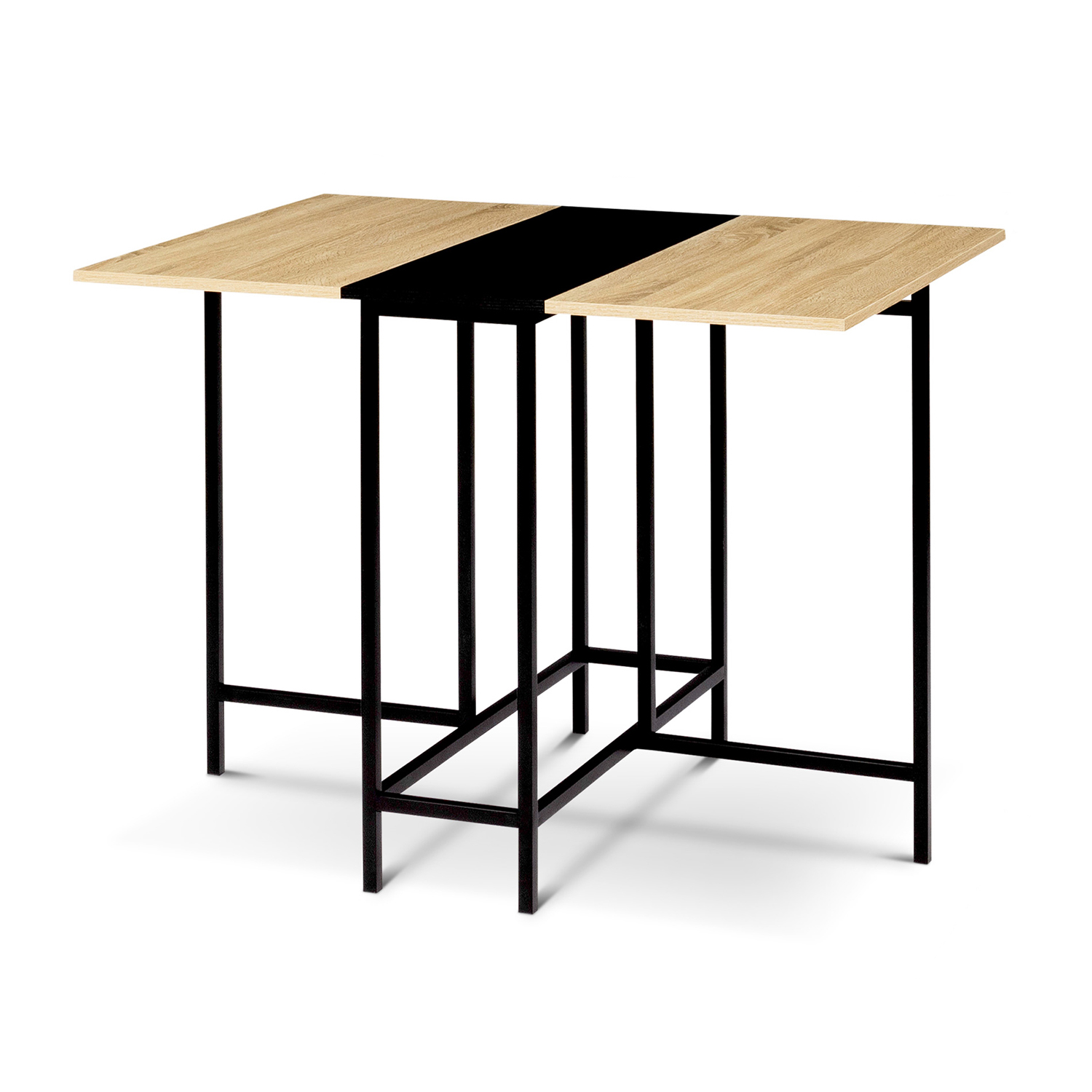 Table pliante industrielle bois et métal noir 2-4 personnes