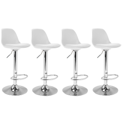 15330 - Set di 4 sgabelli da bar bianchi regolabili con gambe in metallo Lot de 4 tabourets de bar KARL design blanc