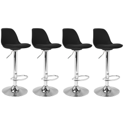 15329 - Set di 4 sgabelli da bar regolabili in nero con gambe in metallo Lot de 4 tabourets de bar KARL design noir