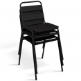 Salon de jardin SOHO 6 places plateau acacia structure et chaises métal noir