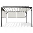 Pergola LUXE lames orientables CEFALU 3x4 M et 4 stores écrue