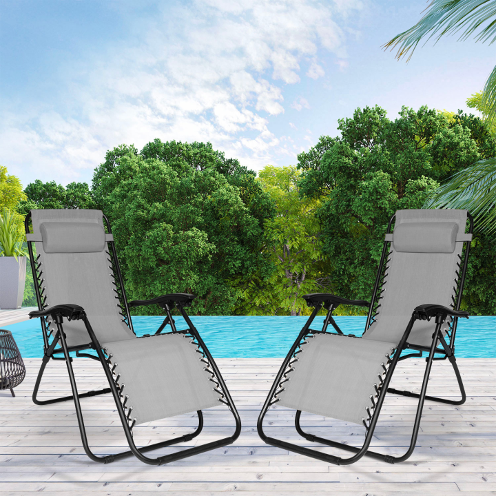 Lot de 2 fauteuils de jardin RELAX grand confort gris anthracite Lot de 2 fauteuils de jardin RELAX grand confort gris anthracite