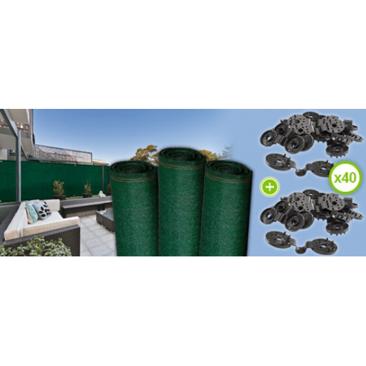 3 BRISE-VUES 1X5 M 90G+ 40 CLIPS DE FIXATION POUR OCCULTER JUSQU’À 15 M DE TERRAIN 3 BRISE-VUES 1X5 M 90G+ 40 CLIPS DE FIXATION POUR OCCULTER JUSQU’À 15 M DE TERRAIN