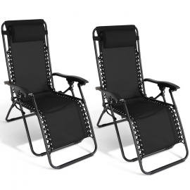 Lot de 2 fauteuils de jardin relax noir Lot de 2 fauteuils de jardin relax noir