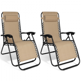 Lot de 2 fauteuils de jardin relax sable Lot de 2 fauteuils de jardin relax sable