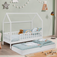 Lit cabane enfant 80 x 160 CM NEREE blanc avec 1 tiroir lit gigogne