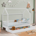 Lit cabane enfant 80 x 160 CM NEREE blanc avec 1 tiroir lit gigogne
