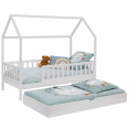Lit cabane enfant 80 x 160 CM NEREE blanc avec 1 tiroir lit gigogne