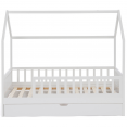 Lit cabane enfant 80 x 160 CM NEREE blanc avec 1 tiroir lit gigogne