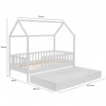Lit cabane enfant 80 x 160 CM NEREE blanc avec 1 tiroir lit gigogne