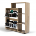 Meuble à chaussures imitation hêtre 2 portes blanches avec étagère