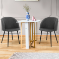 Lot de 2 chaises NINON en velours gris foncé pour salle à manger