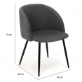 Lot de 2 chaises NINON en velours gris foncé pour salle à manger