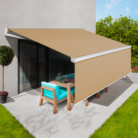 Store banne manuel 3,95x3 M sable lambrequin H.1,40 M Store banne manuel 3,95x3 M sable lambrequin H.1,40 M