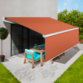 Store banne manuel 3,95x3 M terracotta lambrequin H.1,40 M Store banne manuel 3,95x3 M terracotta lambrequin H.1,40 M