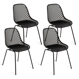 Lot de 4 chaises MAELYS noires pied métal pour salle à manger Lot de 4 chaises MAELYS noires pied métal pour salle à manger