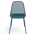 Lot de 4 chaises MAELYS bleues pied métal pour salle à manger