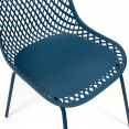 Lot de 4 chaises MAELYS bleues pied métal pour salle à manger