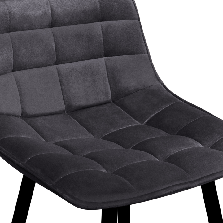 Lot de 2 tabourets de bar MADY en velours gris foncé Lot de 2 tabourets de bar MADY en velours gris foncé