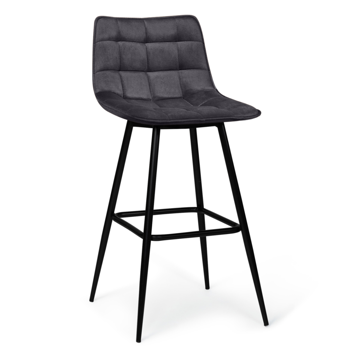 Lot de 2 tabourets de bar MADY en velours gris foncé Lot de 2 tabourets de bar MADY en velours gris foncé