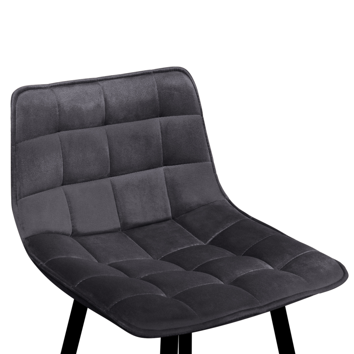 Lot de 2 tabourets de bar MADY en velours gris foncé Lot de 2 tabourets de bar MADY en velours gris foncé