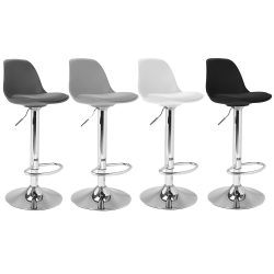 15305 - Set di 4 sgabelli da bar regolabili in colori diversi con gambe in metallo Lot de 4 tabourets de bar KARL mix color gris foncé, gris clair, blanc et noir