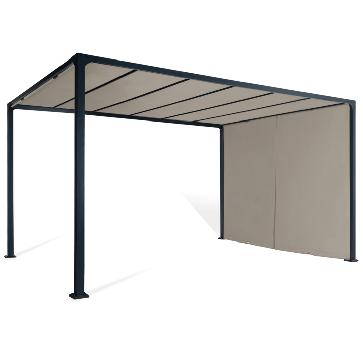 Pergola coulissante 2 pans 3x4 M belvédère de jardin toile taupe Pergola coulissante 2 pans 3x4 M belvédère de jardin toile taupe