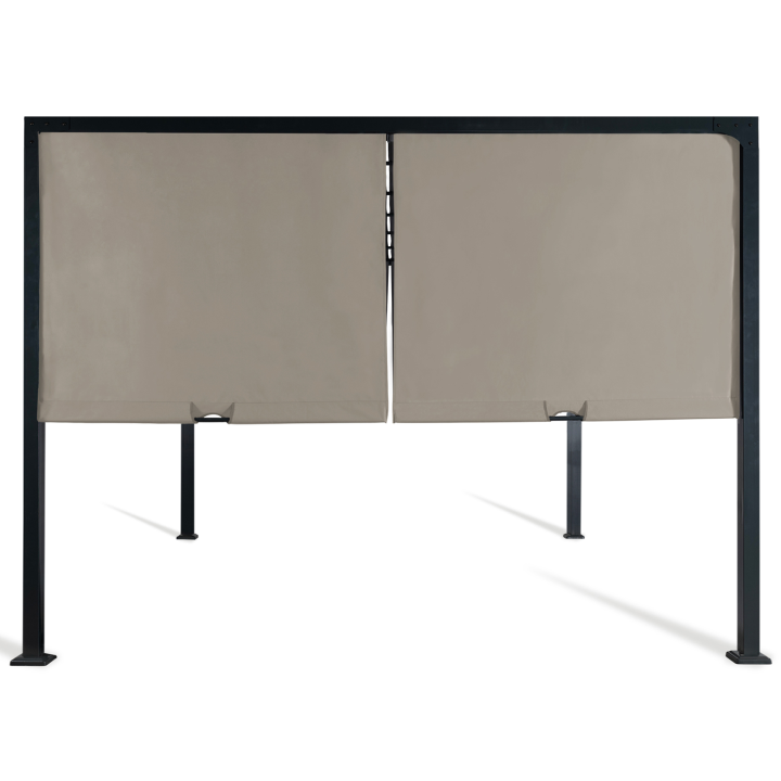 Pergola coulissante 2 pans 3x4 M belvédère de jardin toile taupe Pergola coulissante 2 pans 3x4 M belvédère de jardin toile taupe