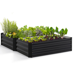 15253 - Carrés potager en métal gris Lot de 2 carrés potagers en métal châssis rectangulaire 115x80 CM gris anthracite