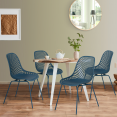 Lot de 4 chaises MAELYS bleues pied métal pour salle à manger