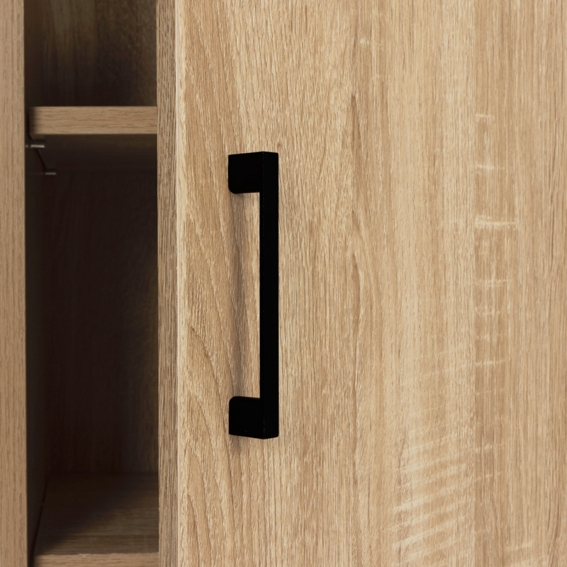 Buffet Appoint Industriel Detroit IDMarket - 3 Étagères + Placard 70x30x81cm - Bois Et Métal Noir